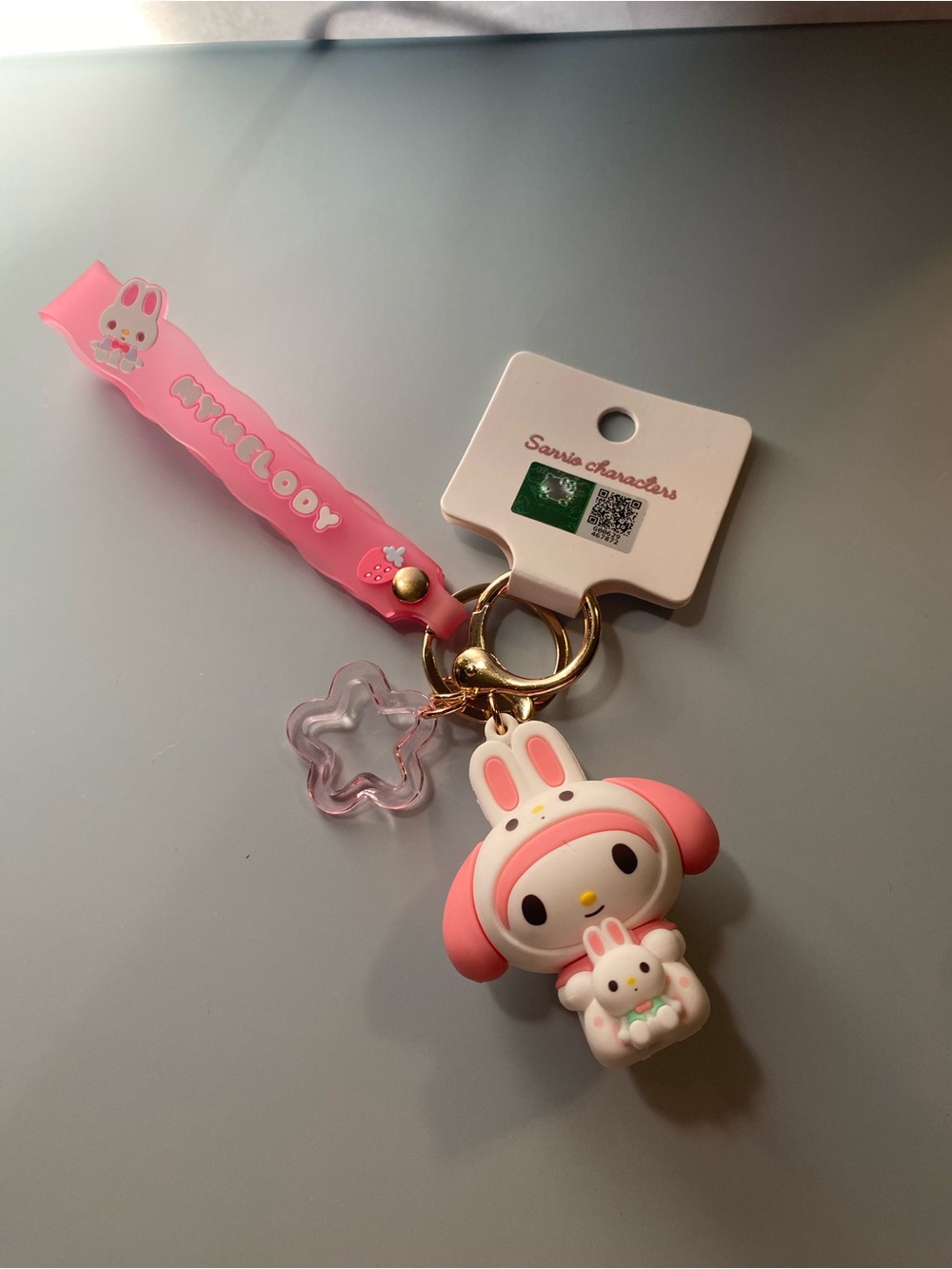 Sanrio My Melody Pink Bunny Silicone Charm Wrist Keyring